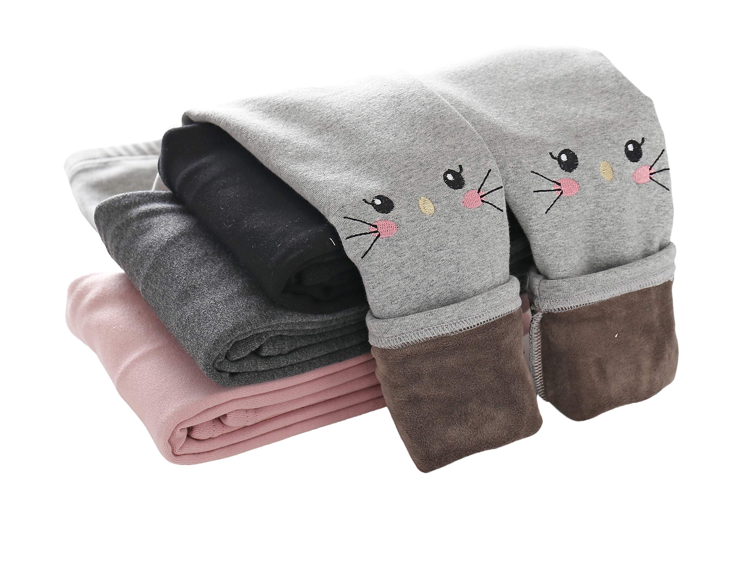 IRELIA Winter Girls Cotton Fleece Lined Leggings Pants Light Grey M