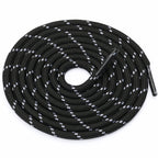 Stepace Round Shoelaces [2 Pairs] Heavy Duty Boot Shoe Laces for Hiking Work Boots Black White-120(Dots)