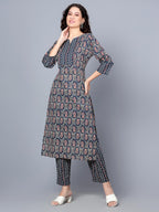Idalia Indigo Blue Printed Cotton Kurta Set