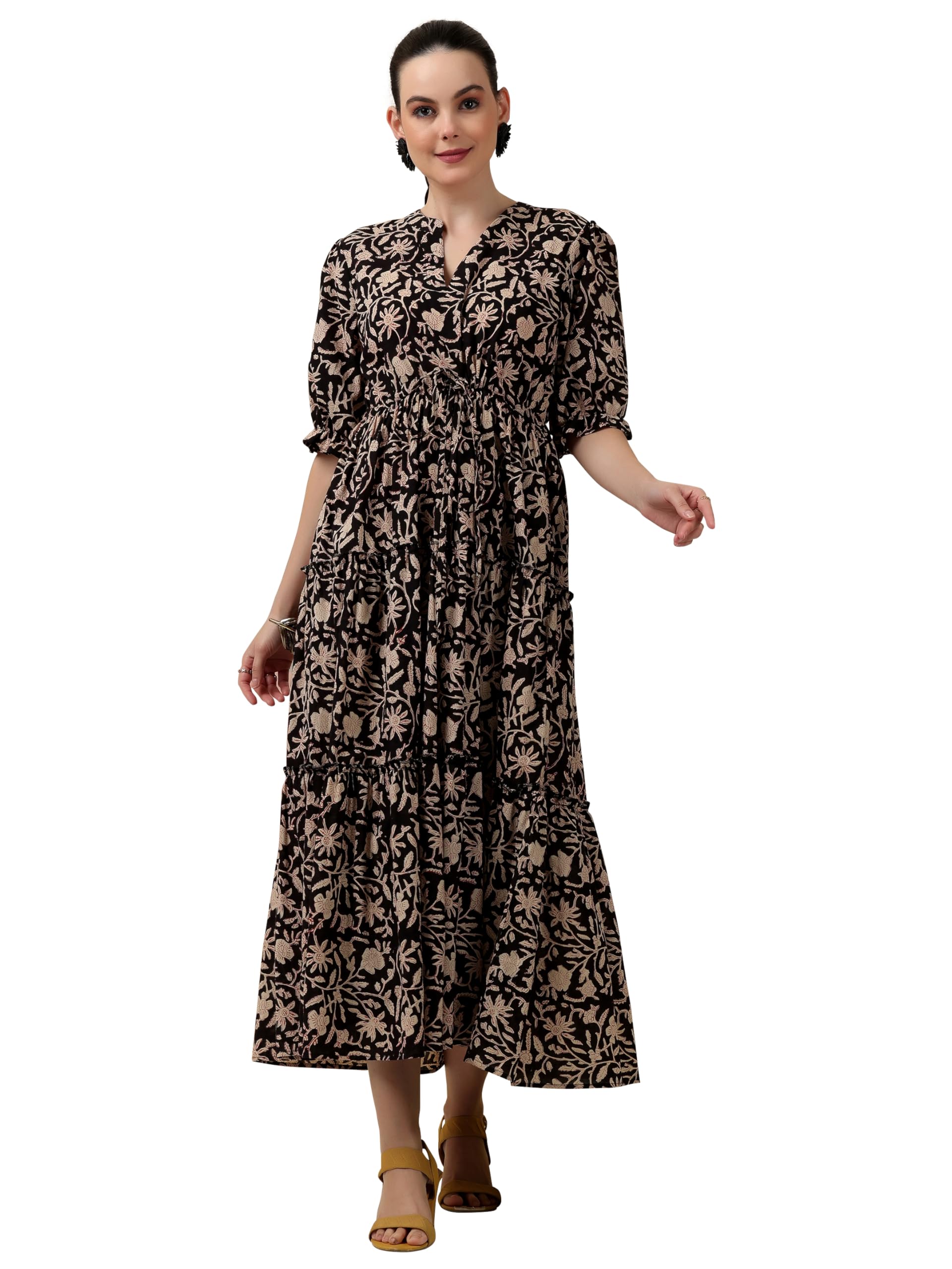 Libas WomenS Cotton Empire Maxi Dress (29306Ir Black