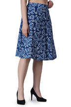 POPWINGS Casual Bagru Printed A Line Knee Length Skirt for Women|Summer Skirt for Women|Ethnic Skirt for Women Blue
