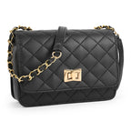 ADISA Womens Girls Quilted Cross Body Sling Bag (SL5059-Black)