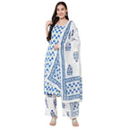 Anni Designer Women'S Rayon Cotton Printed Kurta With Palazzo And Dupatta