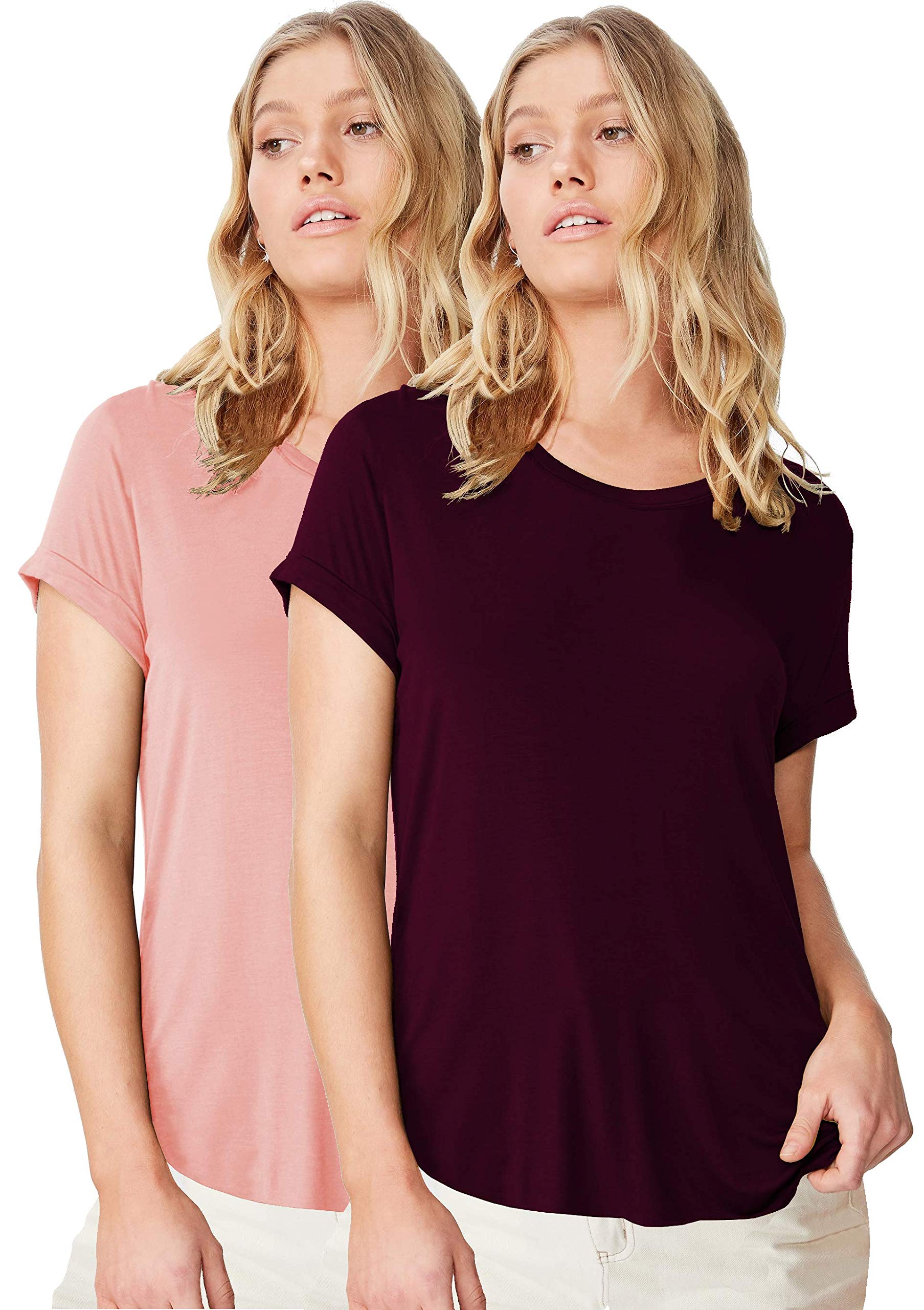 Fabricorn Womens T-Shirts (CMB01_Wine_DustyRose_UpDown_XXL_Wine Dusty Rose_XX-Large)
