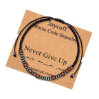 JoycuFF Never Give Up Women 's Bracelets Morse Code Bracelets Gift for Men Women Birthday Christmas Gifts Cord Wrap Wood Beads B