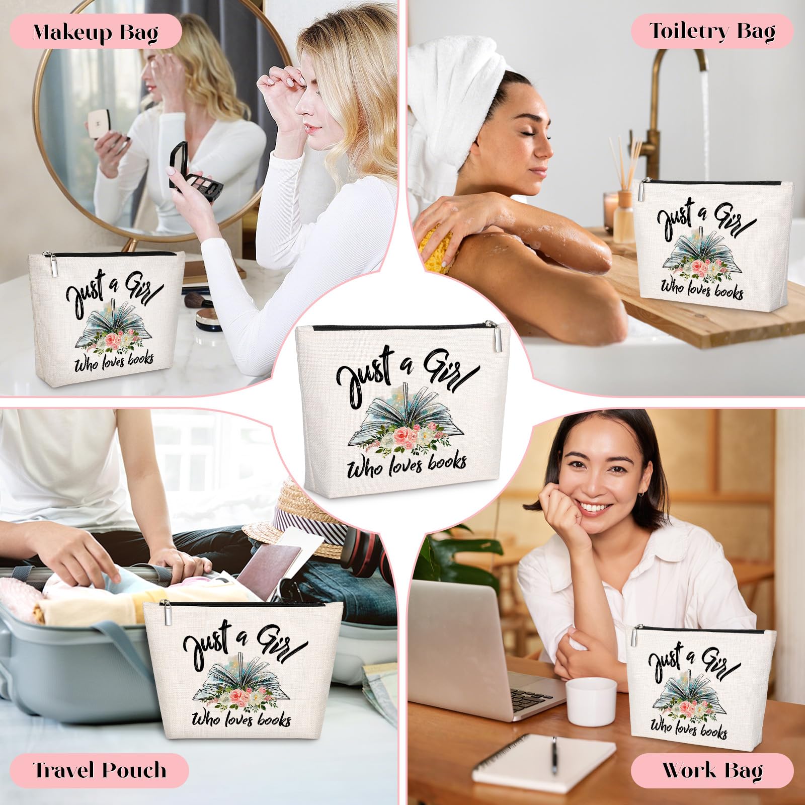 GevGuxLuo Book Lovers Gifts, Book Makeup Bag for Women, Birthday Gifts for Daughter Sister Bestie Librarian Readers Who Loves Bo