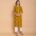 Anni Designer Women'S Rayon Straight Kurta (Yellow)
