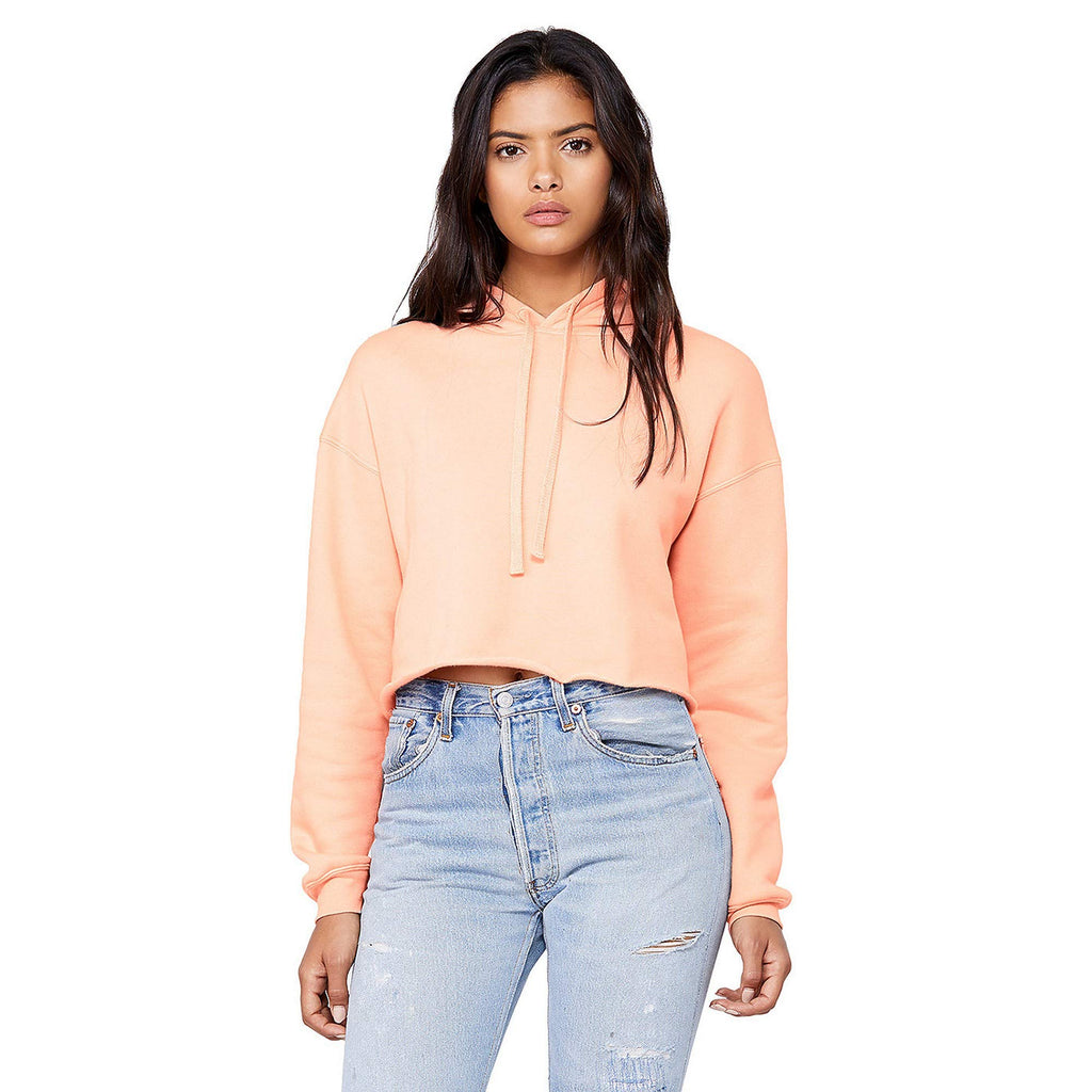 Ladies cropped Fleece Hoodie - PEAcH - S(D0102H7WRTT)