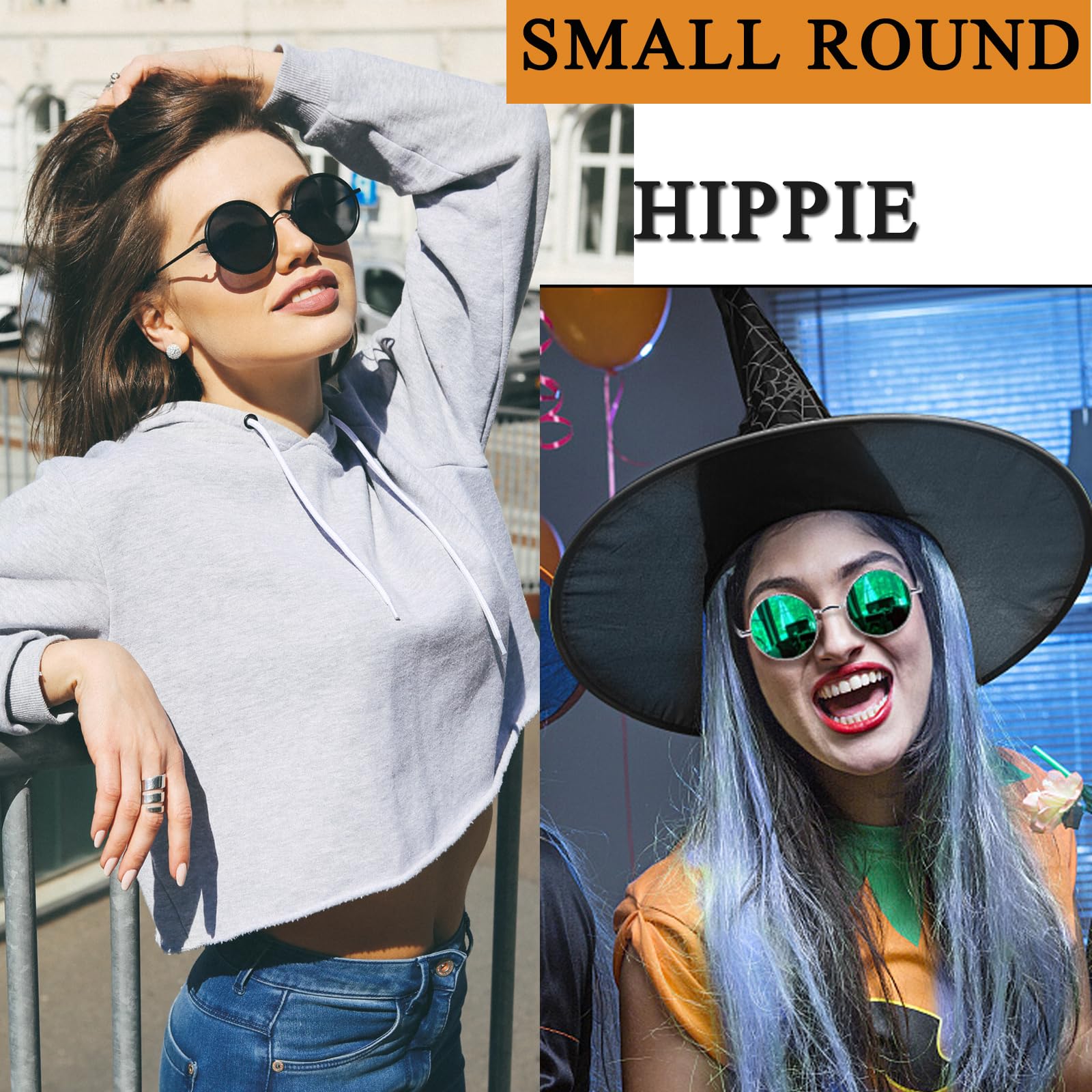 Joopin Round Sunglasses Circle Sun Glasses Polarized UV400 Trendy Teashades Circular Shades for Men Women Halloween Costume (Bla