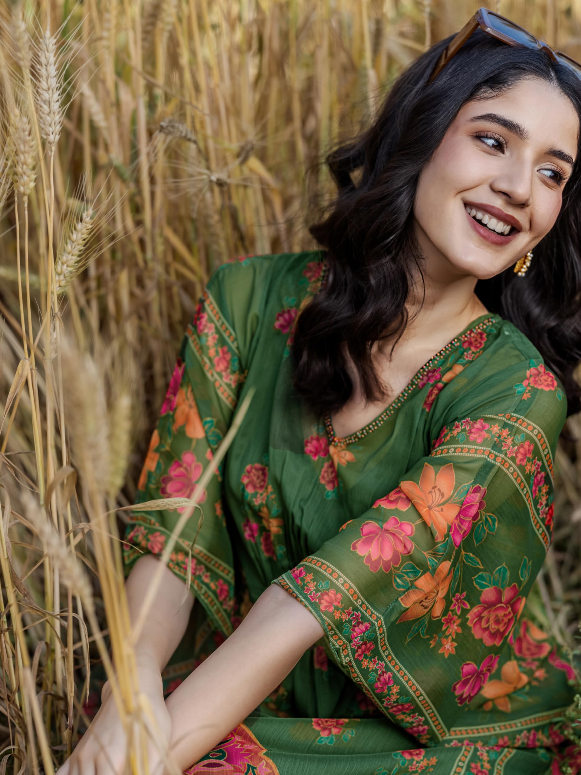 Libas Women Chiffon Printed Kurta Set