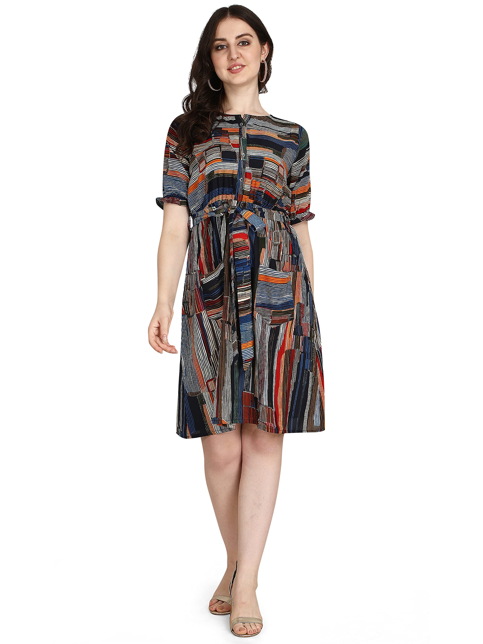Greciilooks Women Rayon Fancy Regular Fit Kurti (Multicolour, Large)