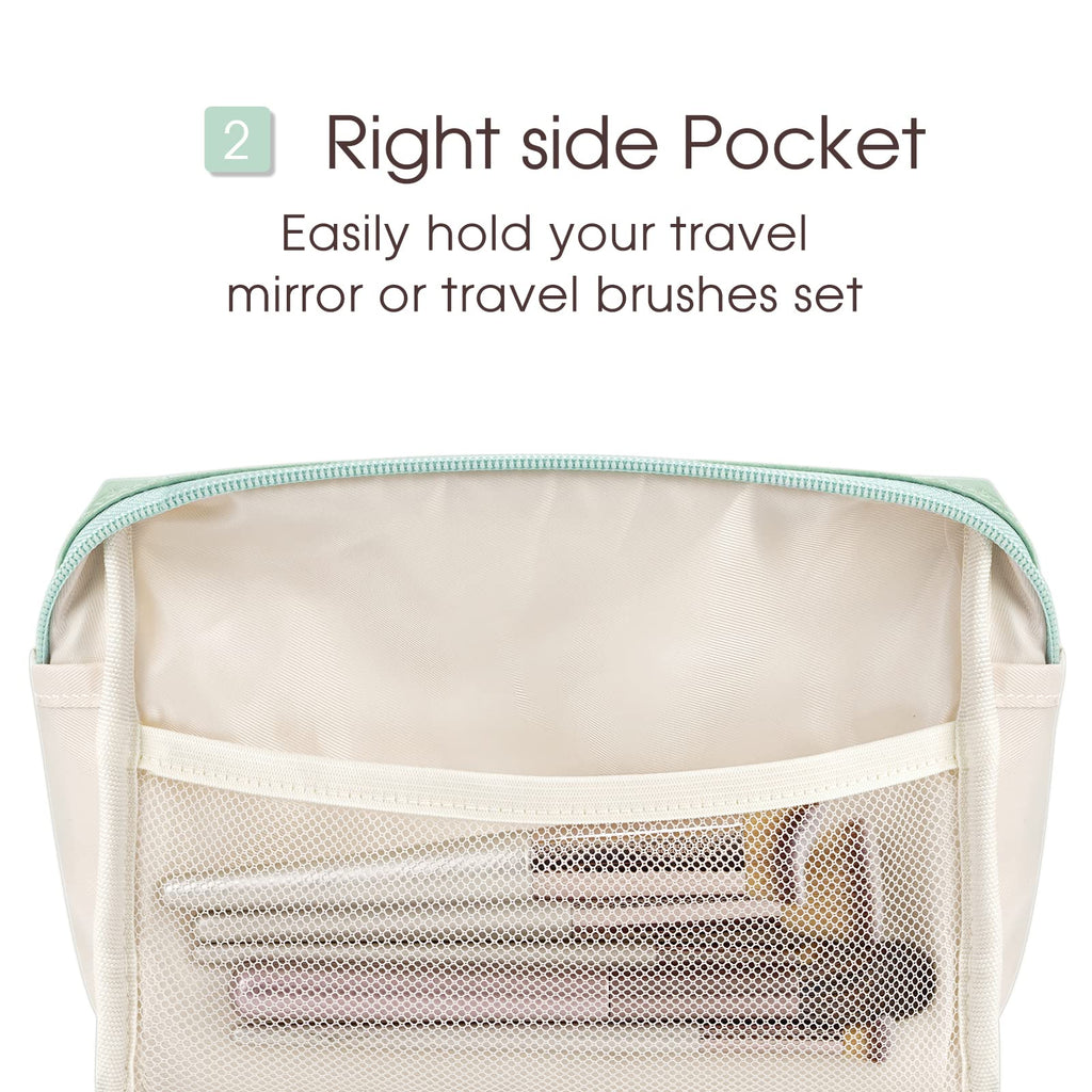 Narwey Large Vegan Leather Makeup Bag Zipper Pouch Travel Cosmetic Organizer for Women (Large, WX-Green)