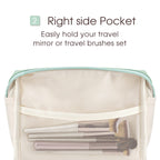 Narwey Large Vegan Leather Makeup Bag Zipper Pouch Travel Cosmetic Organizer for Women (Large, WX-Green)