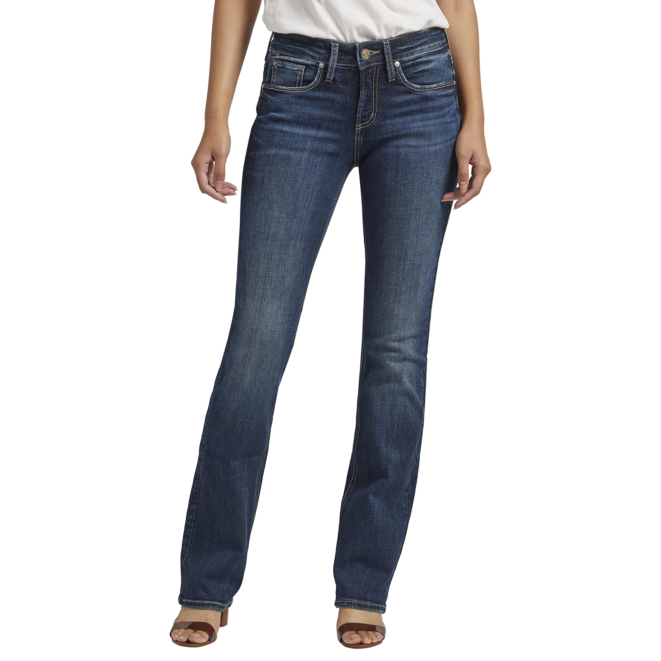 Silver Jeans co Womens Suki Mid Rise Slim Bootcut Jeans, Med Wash EKc385