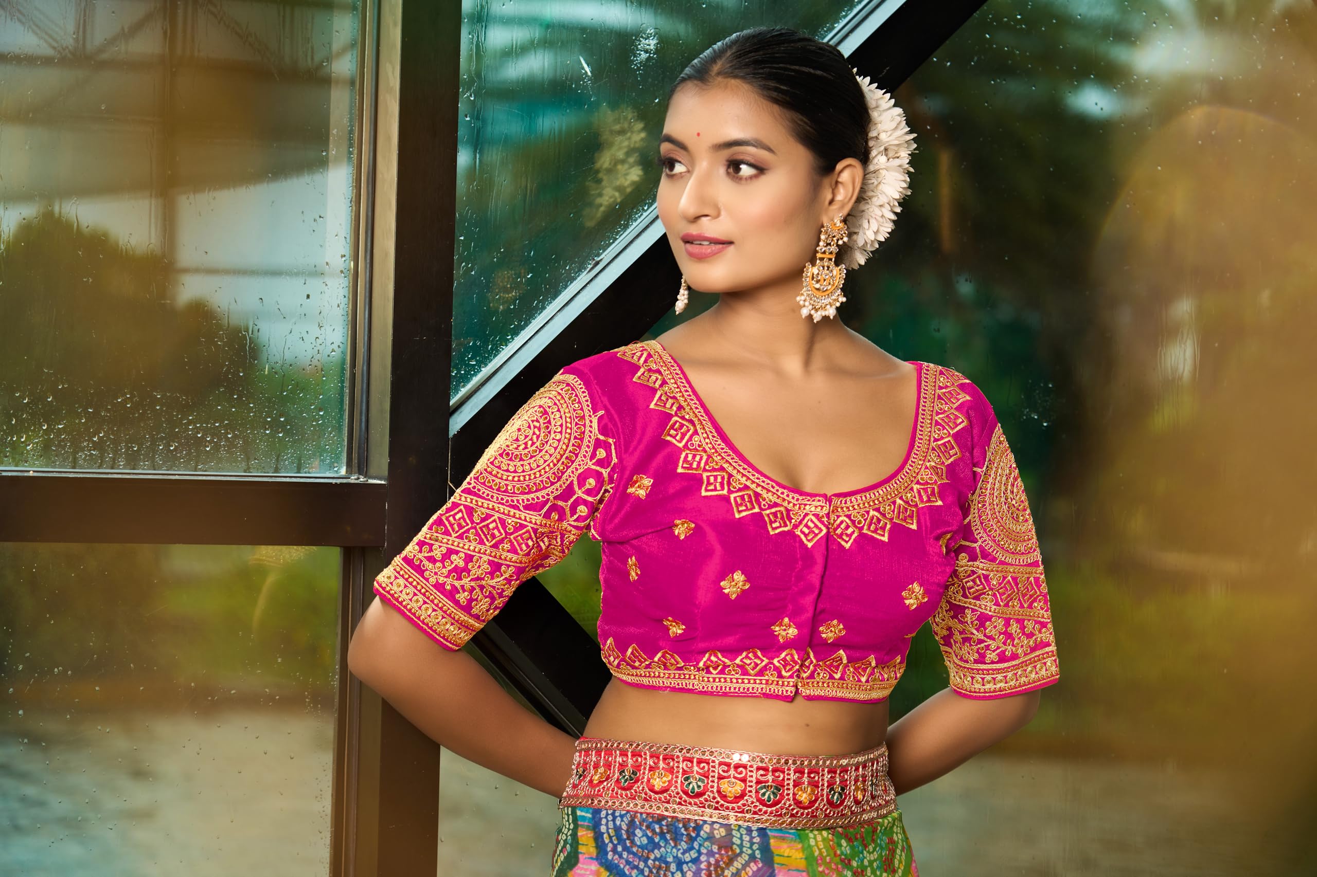 Pujia Mills WomenS Indian Ethnic Wear Designer Golden Codding With Matching Embroidered Work Round Neck Half Sleeve Readymade P