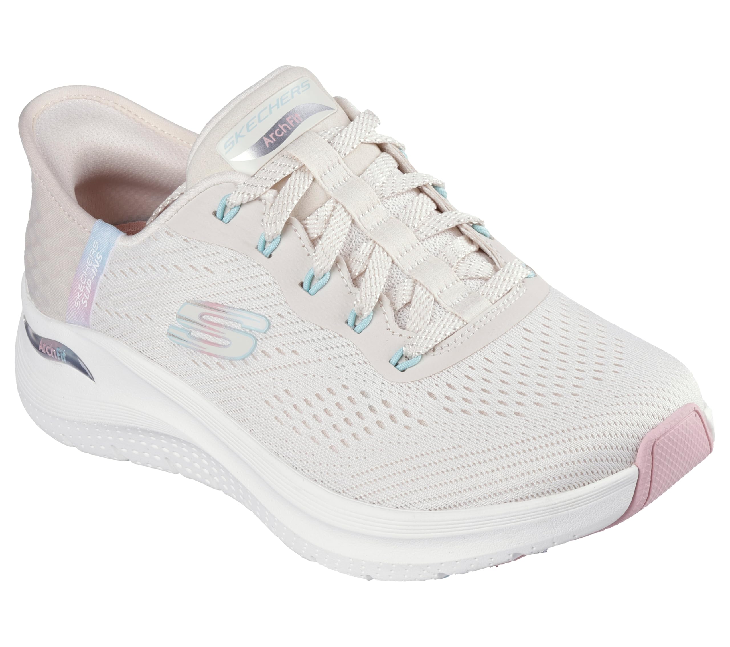 Skechers Women Hands Free Slip Ins Arch Fit 2.0 Easy Chicsneaker Mesh Trim Sports Shoes