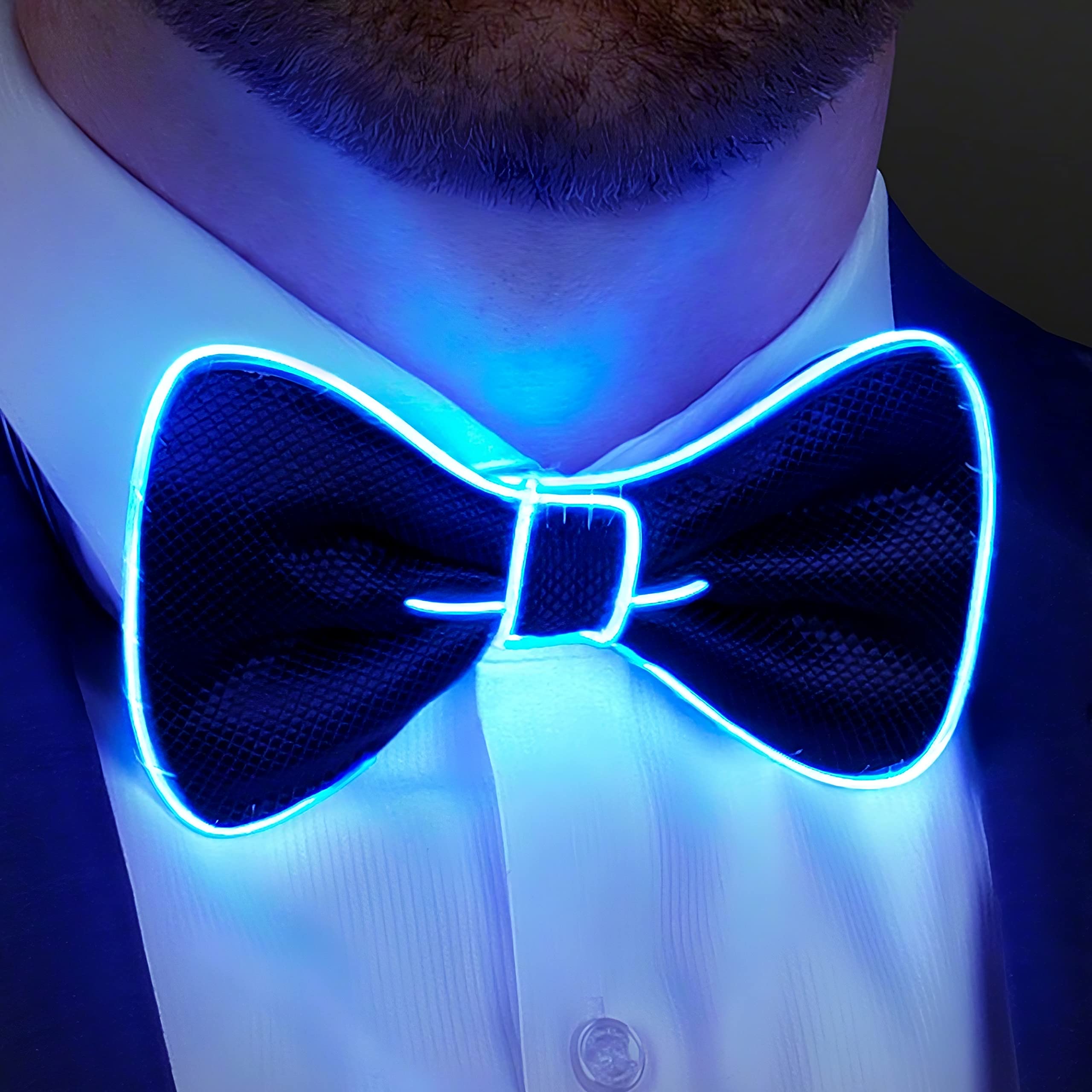 blinkee EL Wire Blue Bow Tie for Men Night Rave Parties