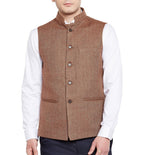 Wintage MenS Wool Blend Grandad Nehru Jacket Vest Waistcoat: Brown
