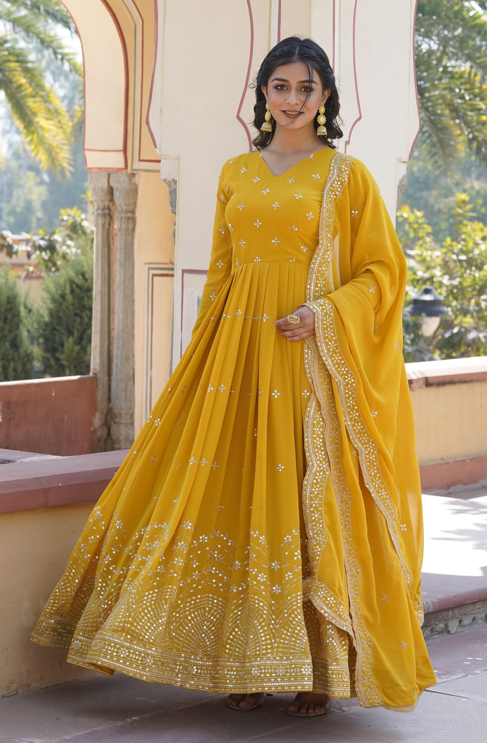 Wedani Georgette Anarkali Kurta Set with Dupatta For women