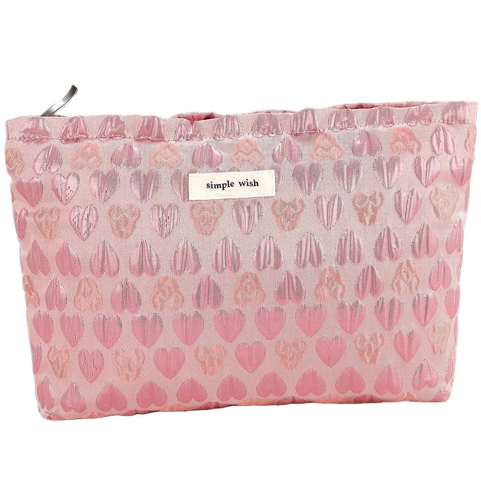 ZLFSRQ Heart Makeup Bag Travel Cute Cosmetic Bags for Women Large Makeup Pouch Zipper Cosmetic Pouch for Purse Aesthetic Embroid