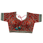 Pujia Mills Womens Milan Silk Embroidered with Sequins Work Half Sleeve Blouse (Indra Red 42)
