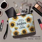 Hglian Sunflower Makeup Bag,Be The Sunshine Travel Travel Cosmetic Bag Zipper Pouch,Inspirational Birthday Gifts for Female Frie