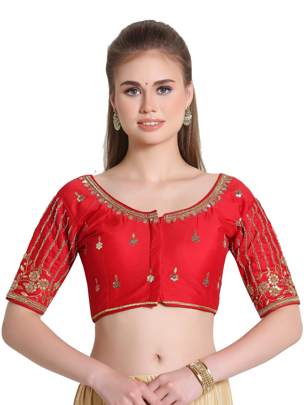 Pujia Mills WomenS Readymade Bridal Embroidery Blouse Multi Coding Maggam Work Moti Work Indian Ethnic Designer Stitched Readym
