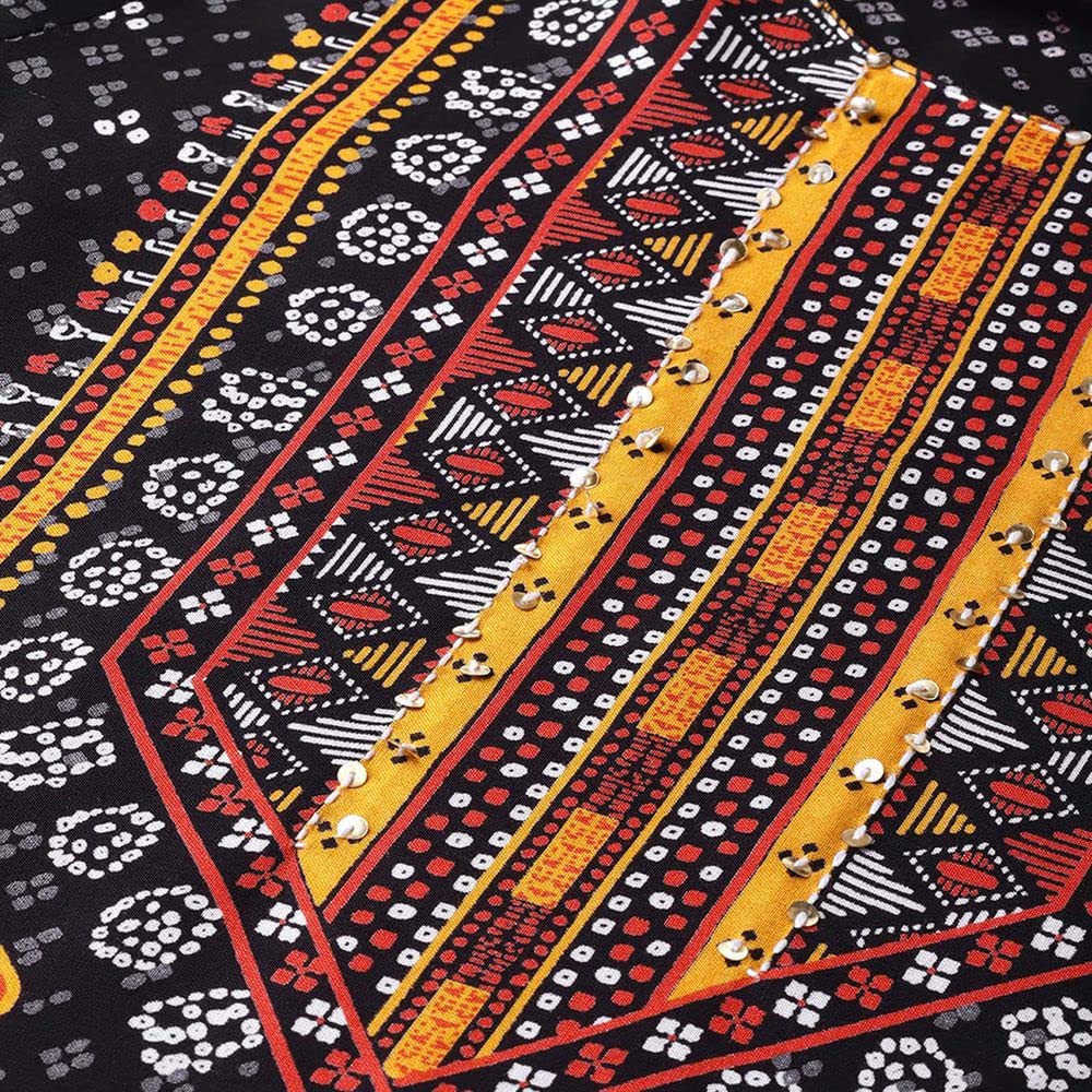 Anubhutee Women'S Rayon Black Sequinned Geometric Printed Straight Kurta