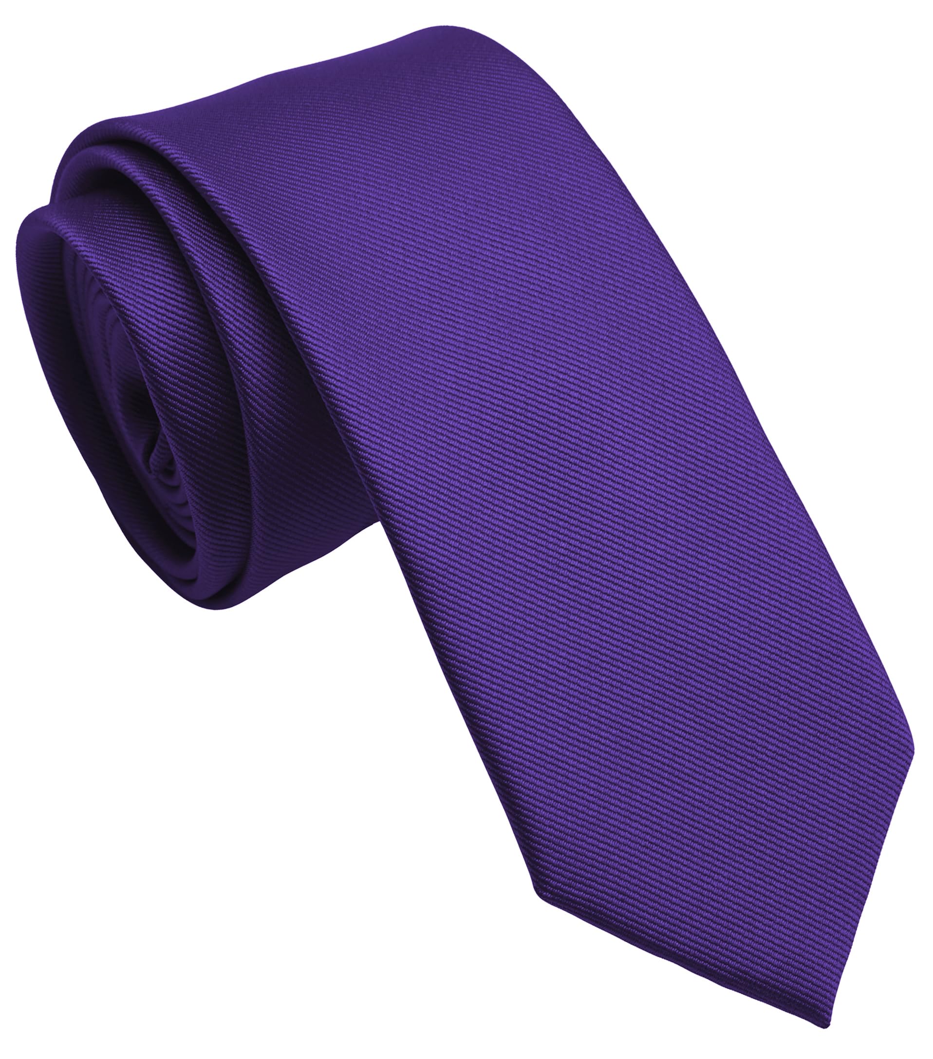 ZENXUS Solid Skinny Ties for Men, 25 inch Slim Royal Purple Necktie
