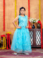Aarika Girls Ethnic Wear Firozi Colour Sequin Embroidery Net Lehenga Choli Set (4-10 Years)
