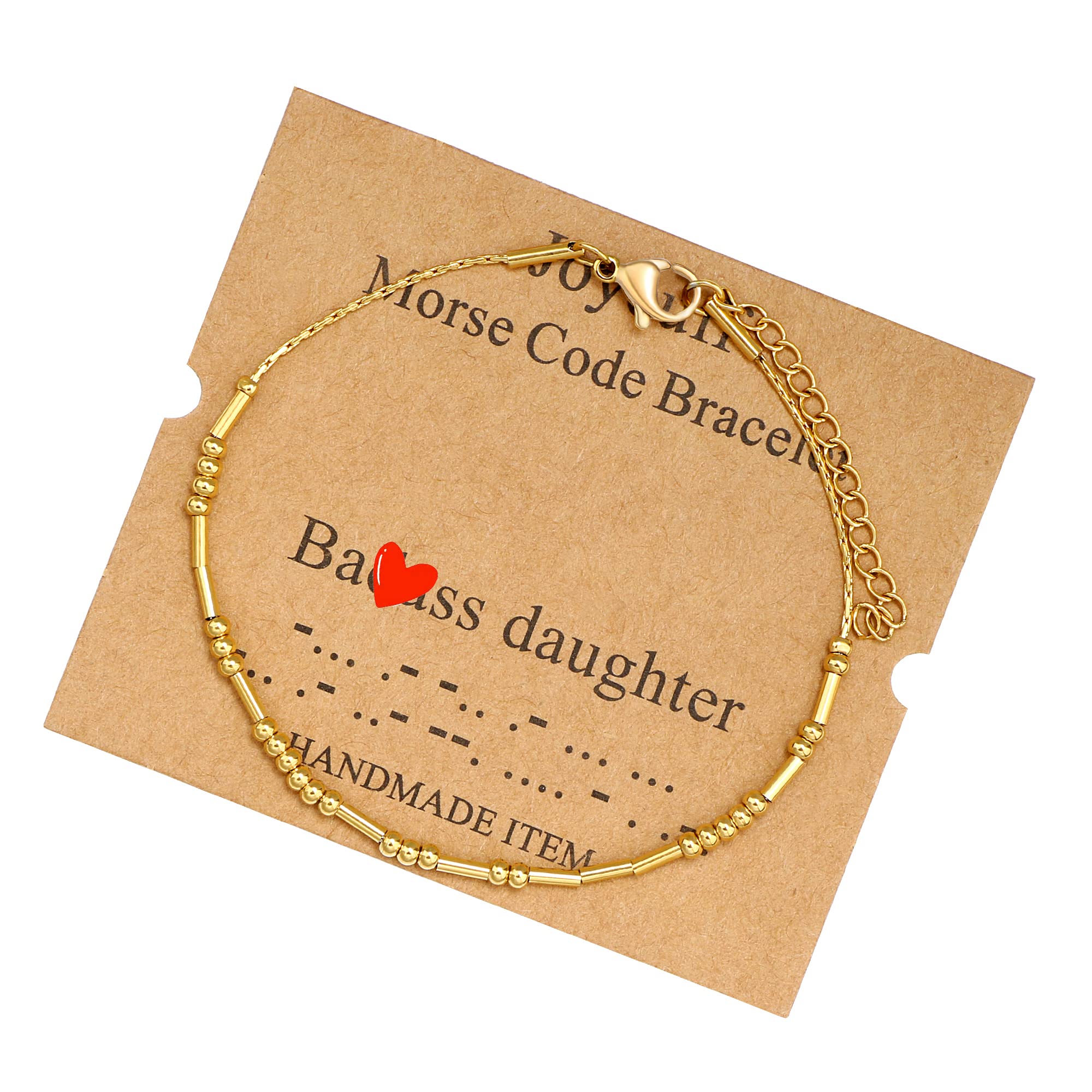 JoycuFF Inspirational Morse Code Bracelets Daughter Funny Daughter Gifts for Women Birthday Mother's Day Christmas Courage Gold 