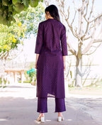 ANNI DESIGNER Womens Cotton Blend Straight Printed Kurta with Pant & Dupatta (RAJI-BEGANI_XXL_Purple_XX-Large)
