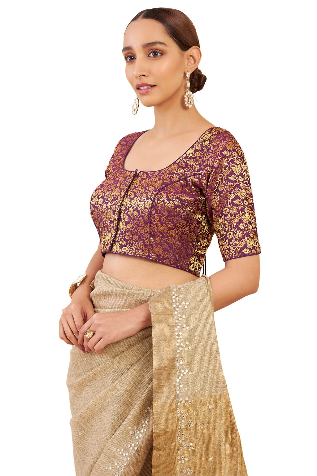 Soch Purple Art Silk Blouse with Woven Floral Designs