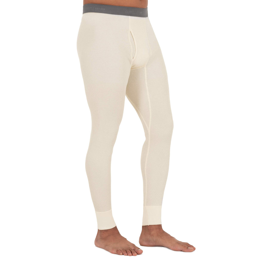 Fruit of the Loom Men's Recycled Premium Waffle Thermal Underwear Long Johns Bottom (1, 2, 3, and 4 Packs), Natural, 5X-Large
