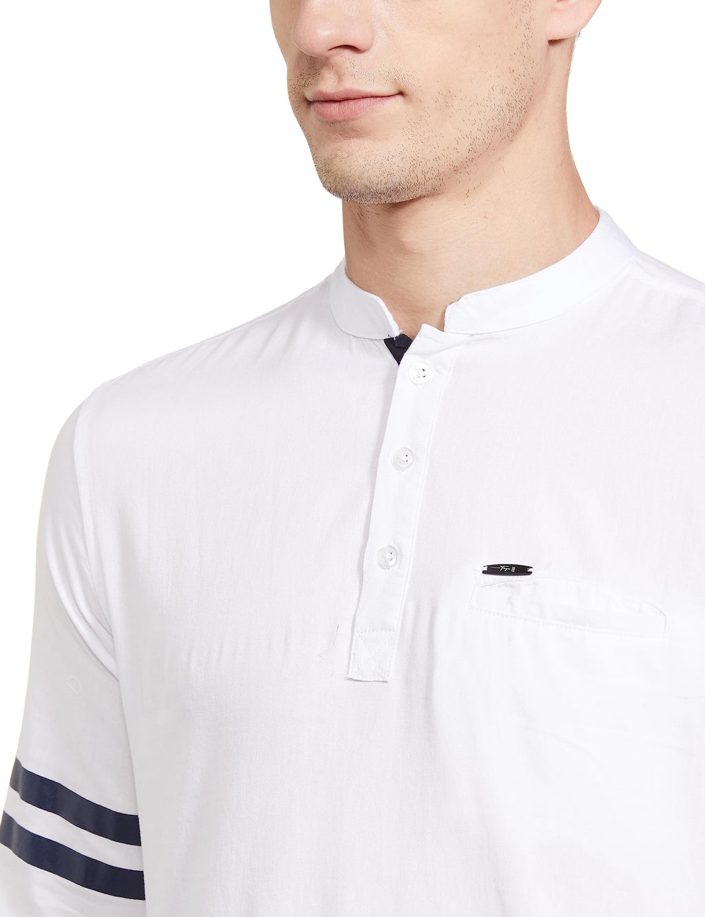 The Indian Garage Co Men'S Cotton Slim Henley Shirt (1220-Sk19L29-05_White)