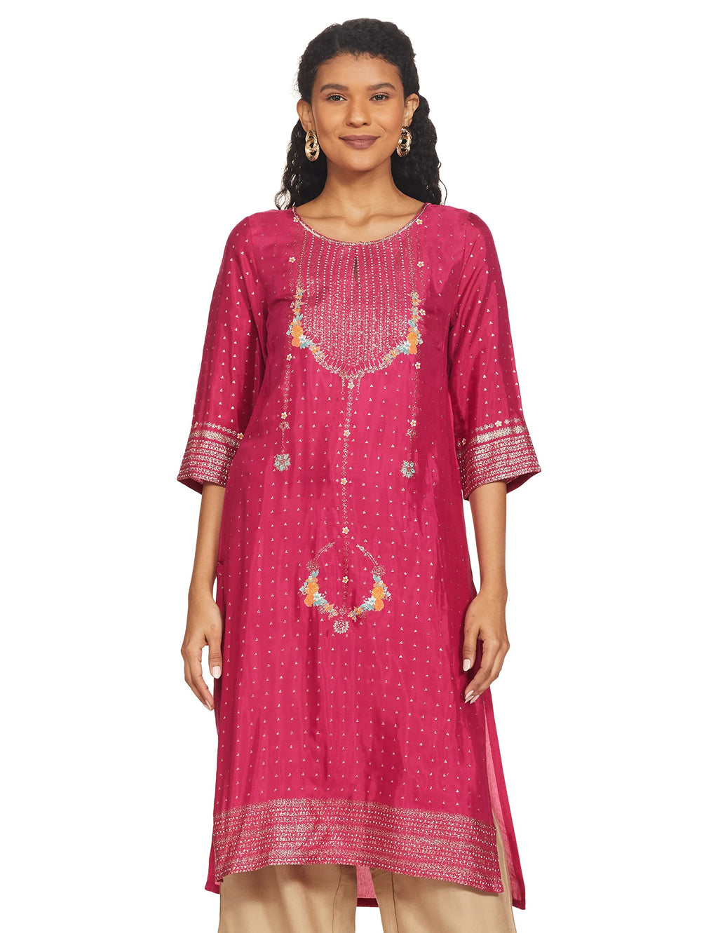 W For Woman Magenta Printed Festive Kurta_21Auw16337-116797_Xl