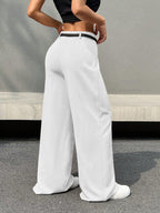 Shasmi Womens White Pleated High Waist Wide Leg Pants  Elegant Loose Fit Black Trousers with Pockets, Casual & Office Wear Strai