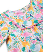 Beebay Kids Girls Tropical Print lace Detail Dress Multicolour