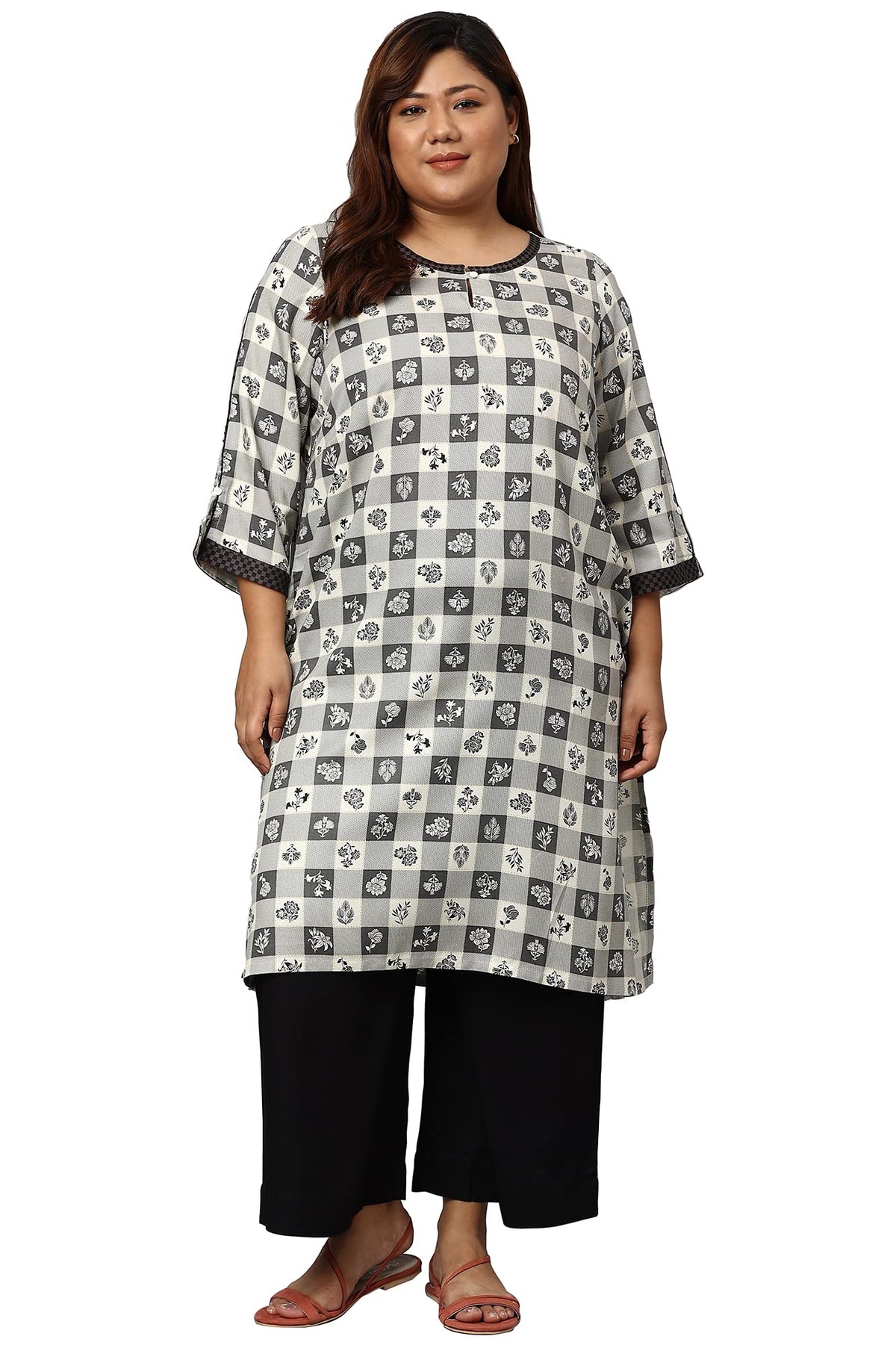 Aurelia Womens Viscose Regular Kurta (22AUA13527P-504125_Grey