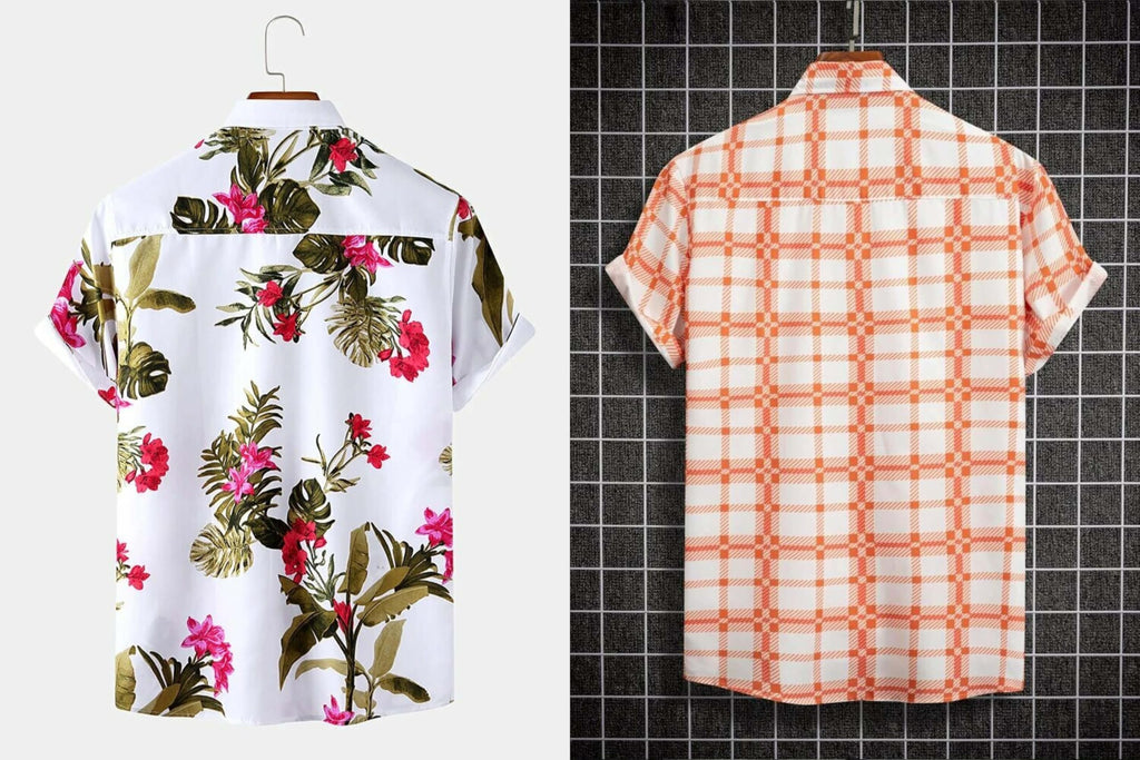 Rebelify MenS Lycra Bland Shirt With Half Sleeves Button Down Closure Round Collar Neck Printed Pattern Relaxed Fit And Standar