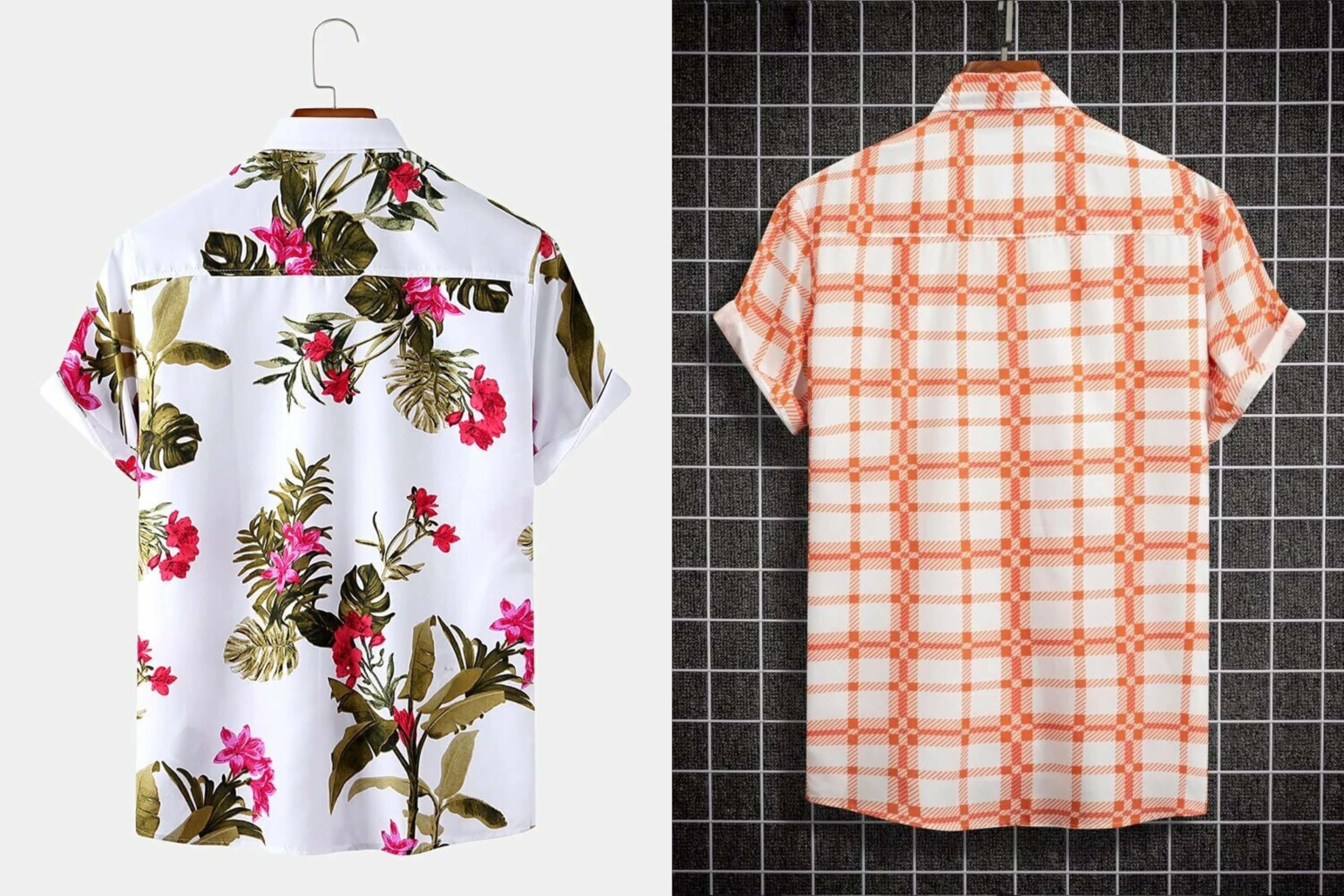 Rebelify MenS Lycra Bland Shirt With Half Sleeves Button Down Closure Round Collar Neck Printed Pattern Relaxed Fit And Standar