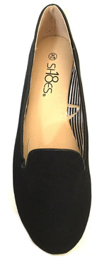 Shoes8teen Womens Canvas Loafer Smoking Shoes Flats (9/10, Black 4024)