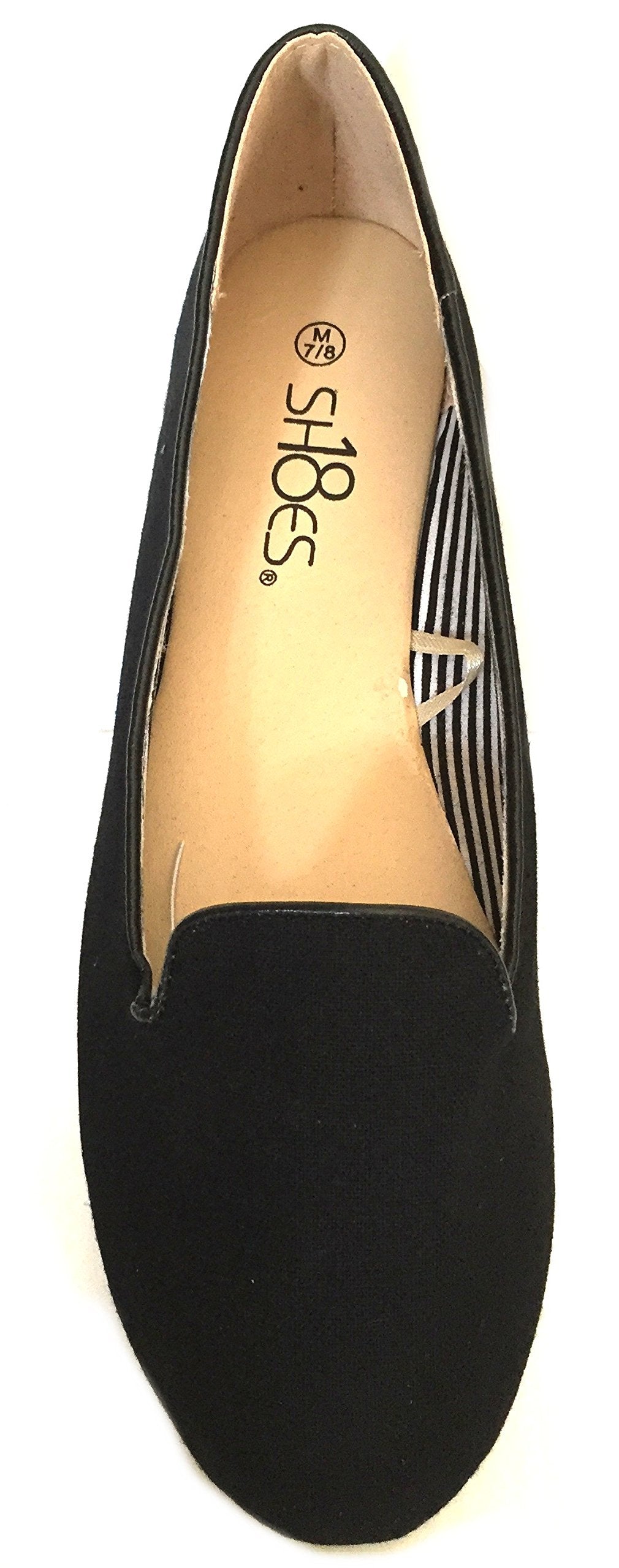 Shoes8teen Womens Canvas Loafer Smoking Shoes Flats (9/10, Black 4024)