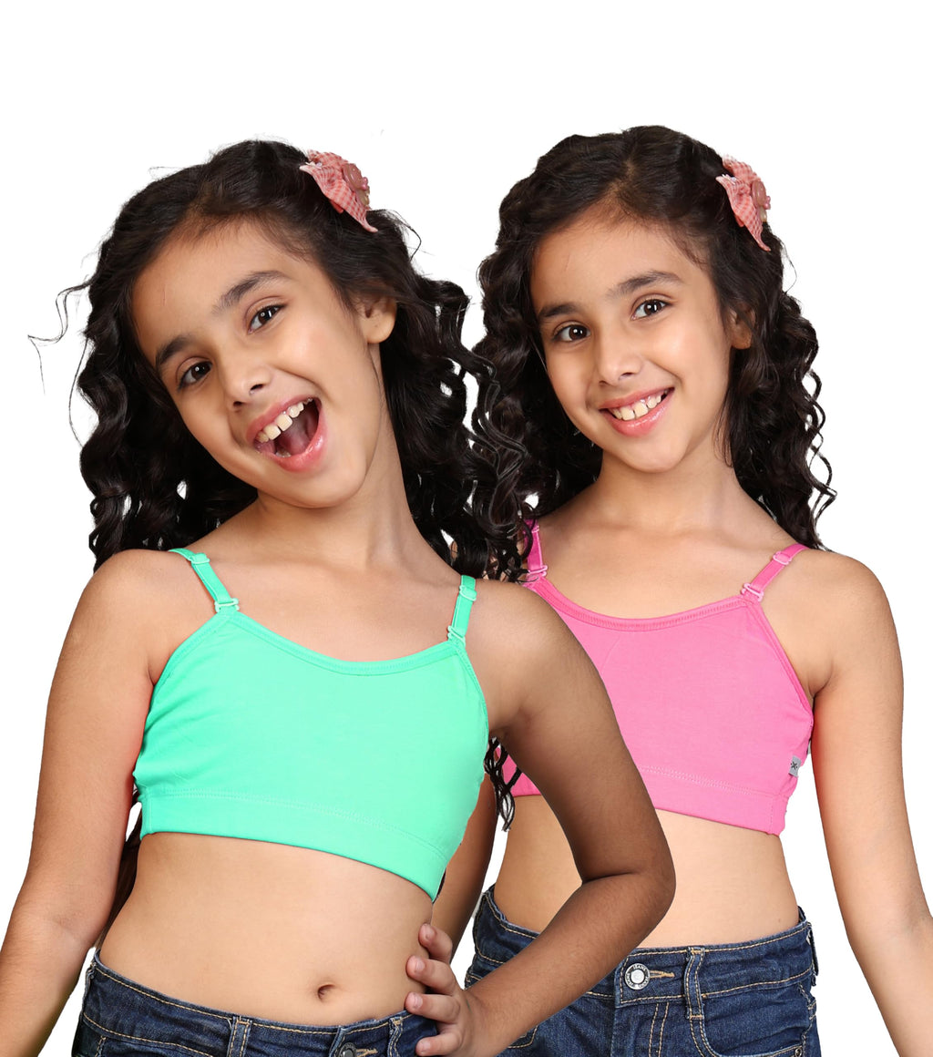 Kyda Kids Girls Antibacterial Cotton Solid Non Padded, Beginners Bra For Girls