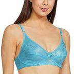 Clovia Womens Lace Non Padded Wire Free Full Coverage Bra Turquoise
