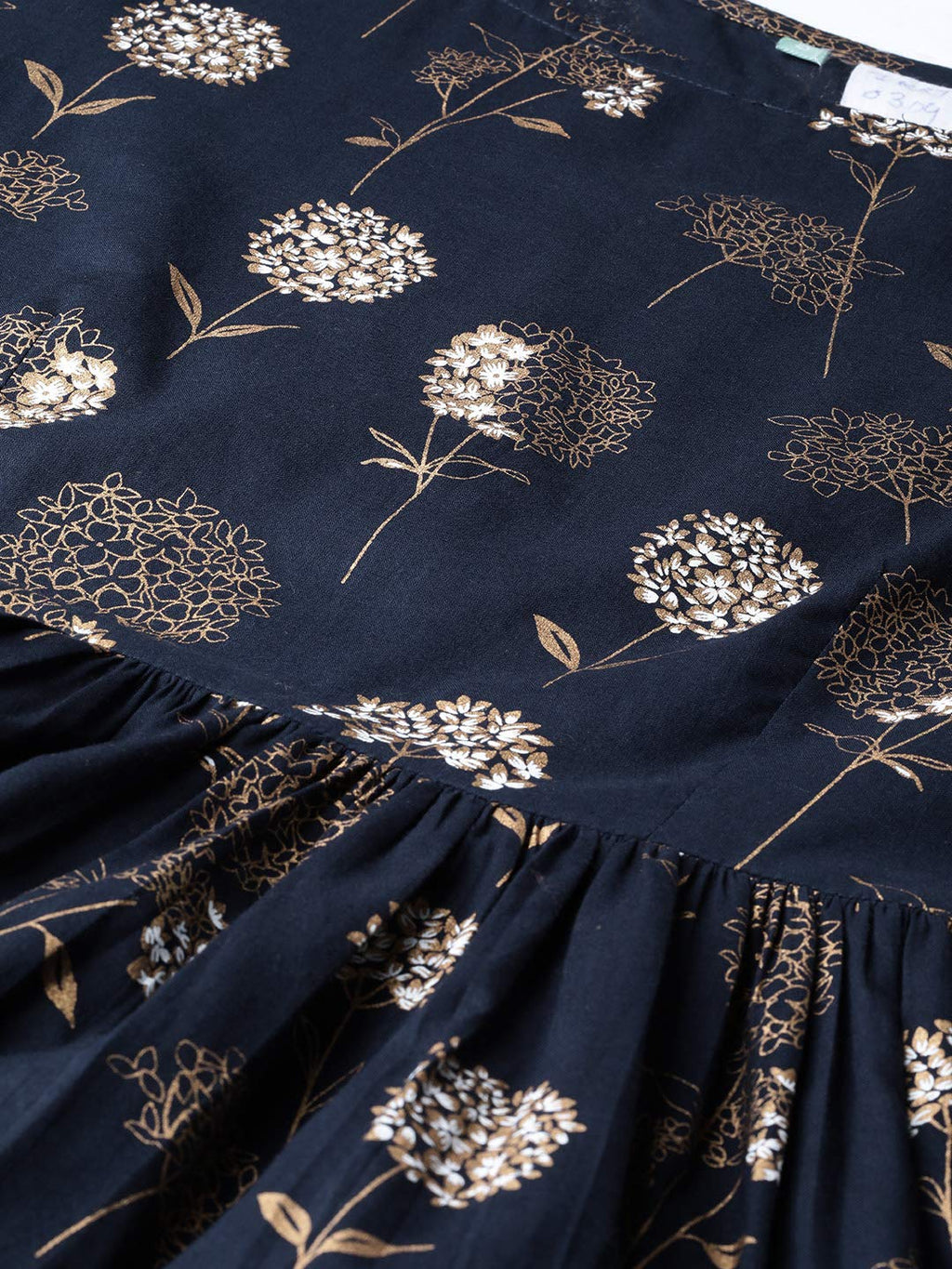 Idalia Women'S Gold Print Peplum Cotton Kurta Set