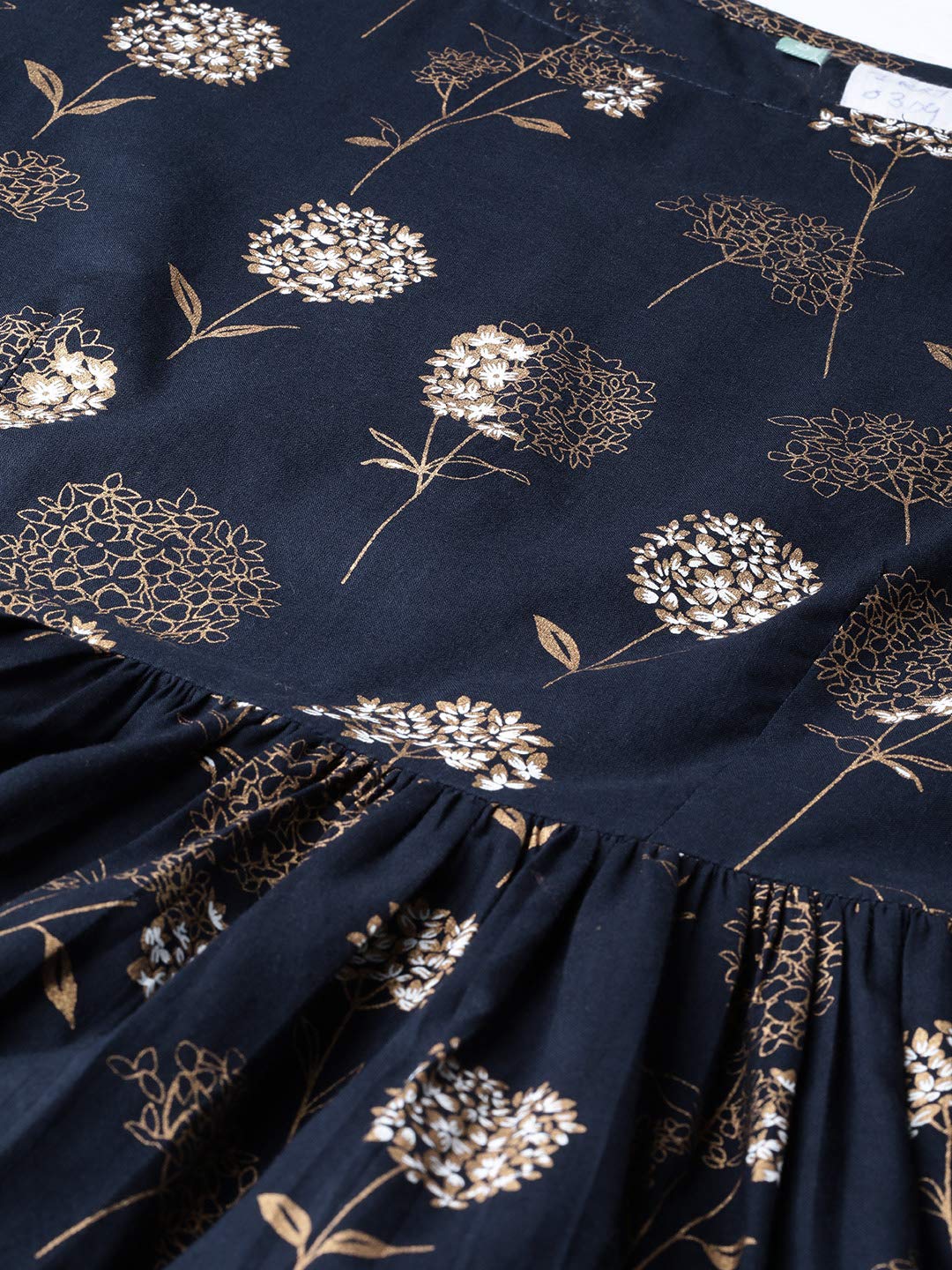 Idalia Women'S Gold Print Peplum Cotton Kurta Set