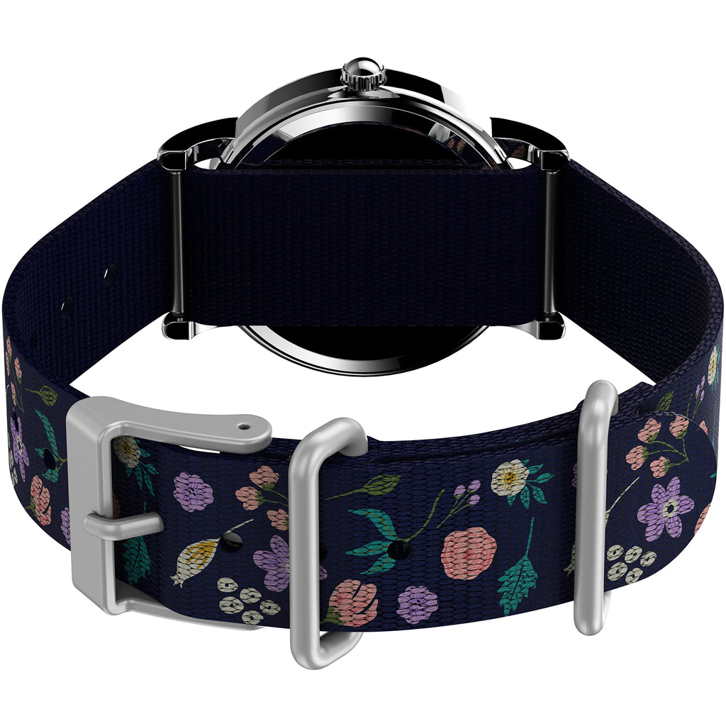 Timex Womens Watch Peanuts Weekender Casual Ladies Wristwatch - Featuring Snoopy and Woodstock in a Floral Motif, Silver-Tone Ca