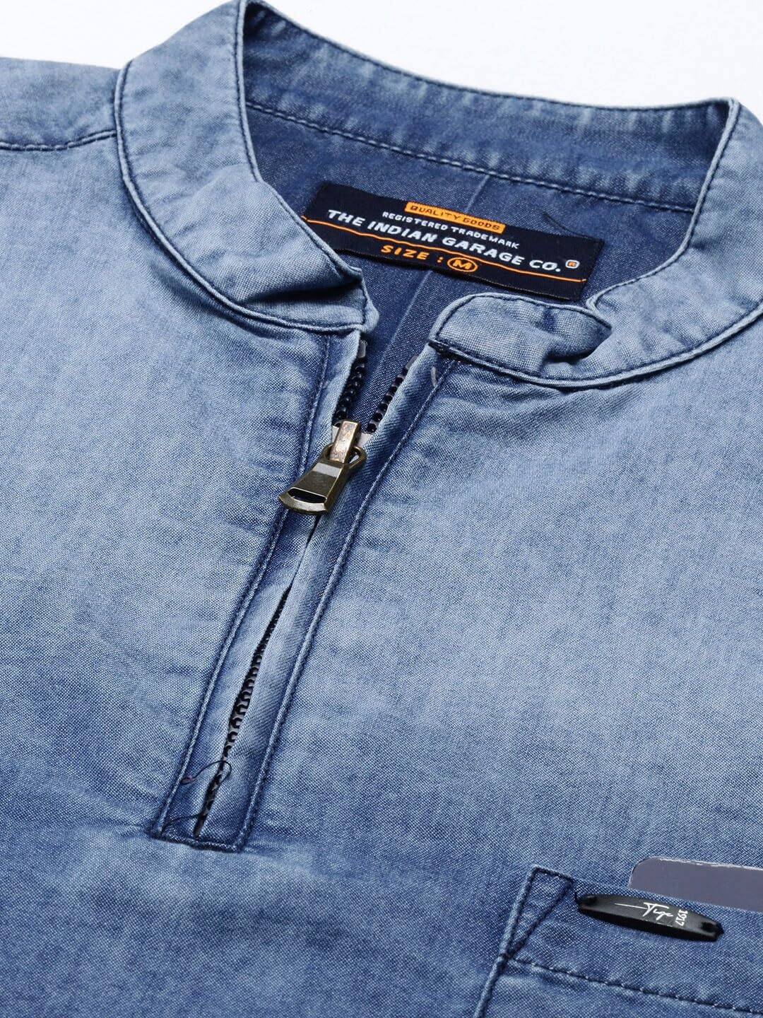 The Indian Garage Co Men'S Polycotton Slim Fit Kurta (0321-Dnmsk01L29-01_Blue)