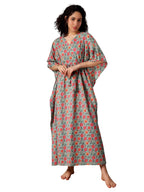 Libas WomenS Cotton Maxi Night Dress (50296_Green_Onesize)